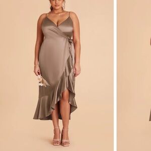 Brand new with tag birdy grey YC shiny satin dress in the shade mocha